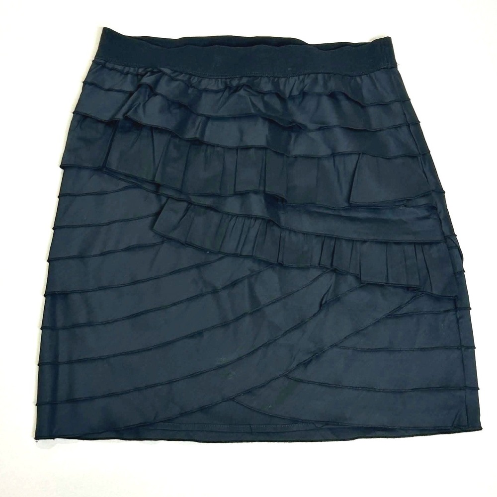 BCBGMAXAZRIA Black Tiered Ruffle Mini Skirt SLP3C343 Womens Small
